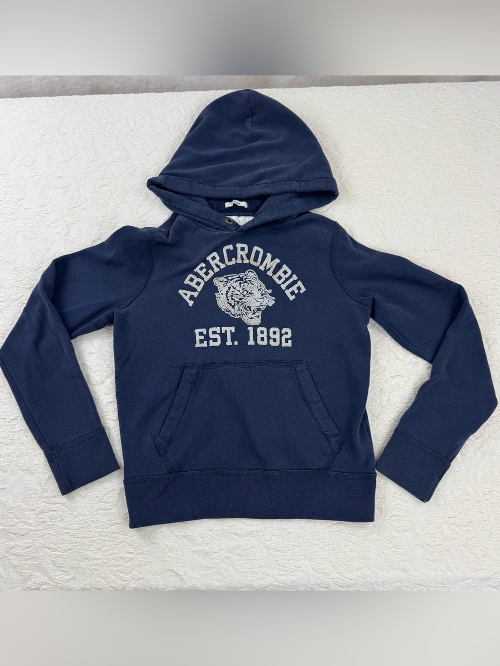 Vintage Y2K Abercrombie Kids XL Tiger Hoodie Distressed Varsity Graphic 2000s